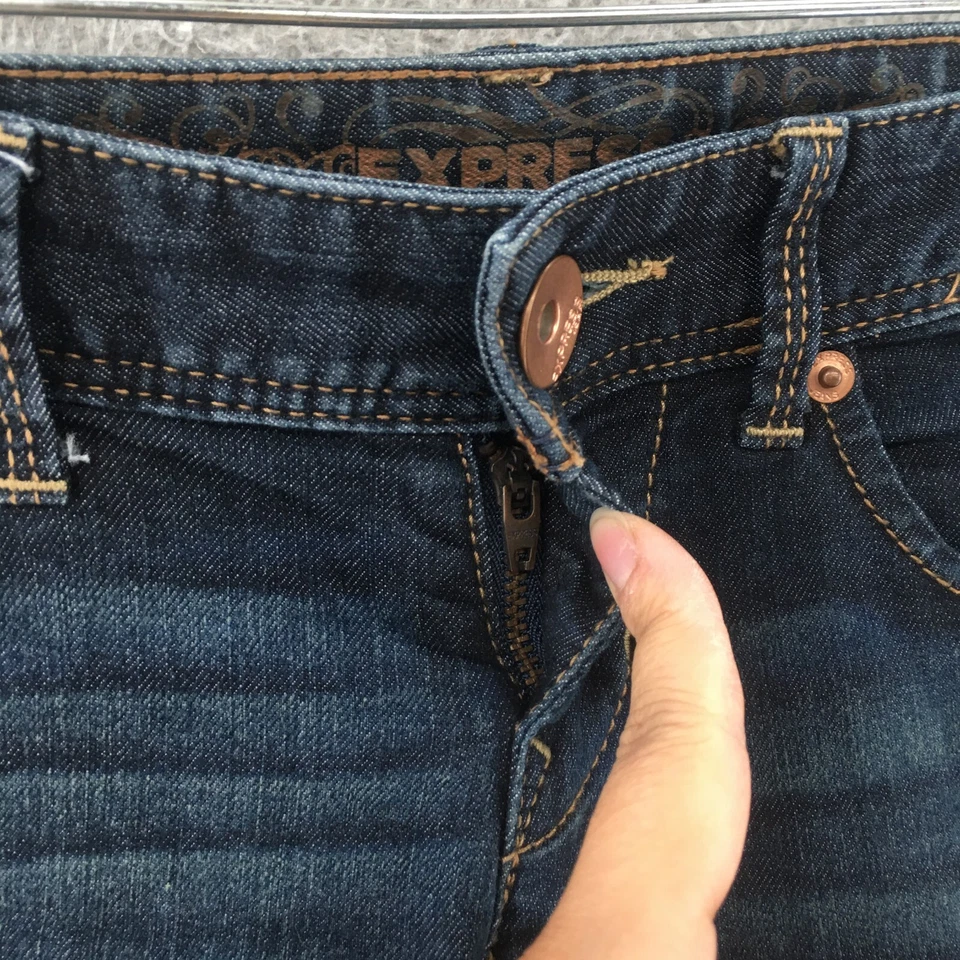 Express Zelda Slim Fit Cropped Legging Jeans Womens 00 Blue Denim Ultra Low Rise - Image 4 of 4