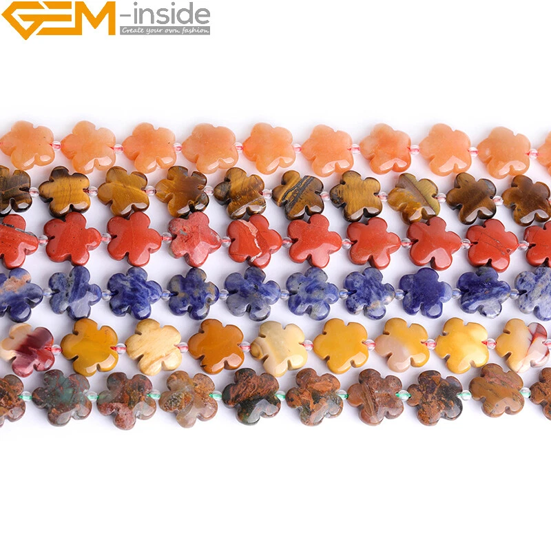 15mm Flower Natural Gemstone Beads For Jewelry Craft Making Strand 15" Wholesale - Image 3 of 4