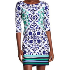 Vince Camuto Multicolor Ikat Demask Jersey Dress Size 8