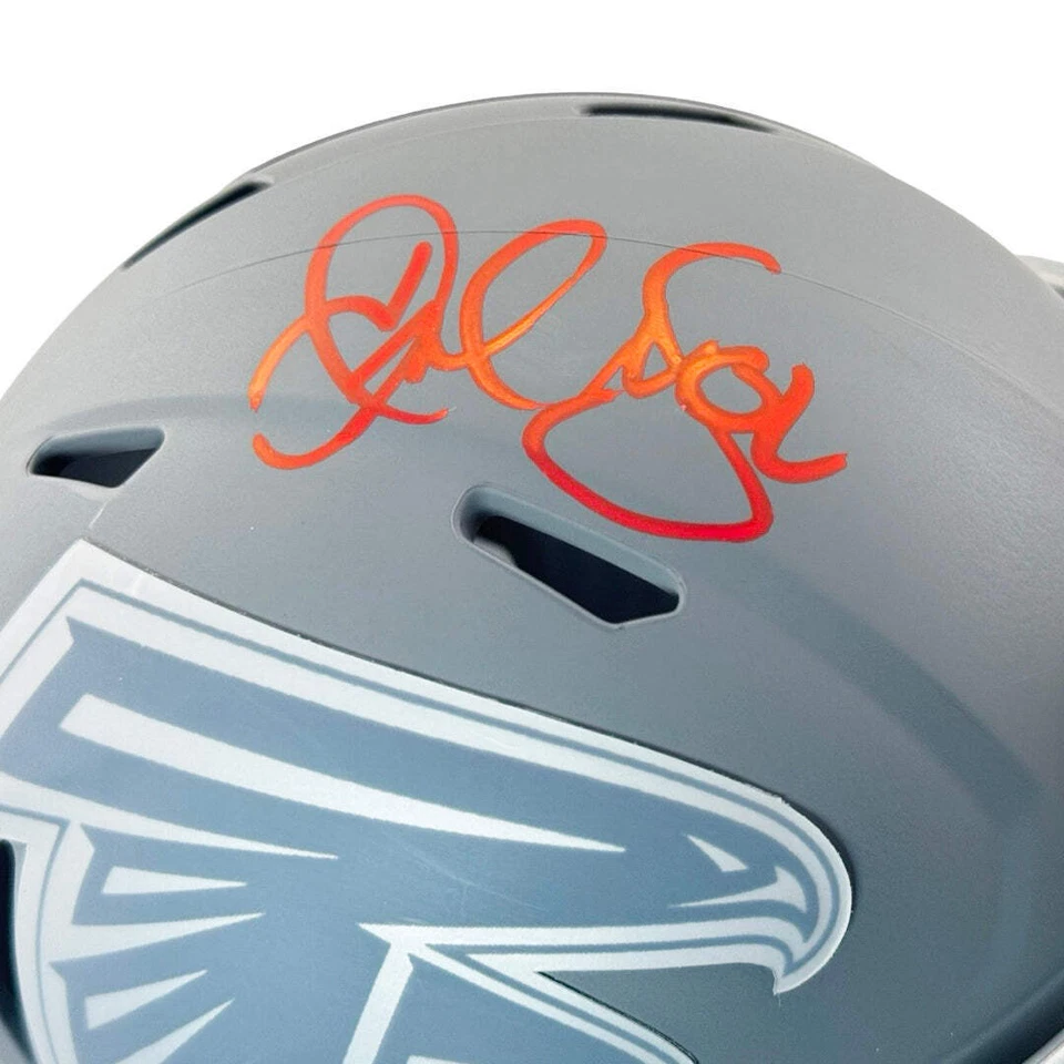 Mini casco de fútbol americano de velocidad alternativa de pizarra de los Atlanta Falcons firmado por Jamal Anderson Foto 2 de 3