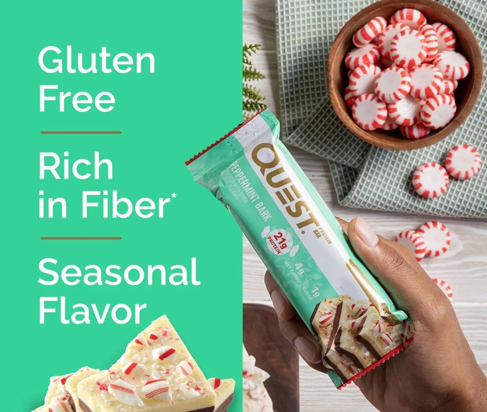 Quest Protein Bar, Limited Seasonal Edition, Peppermint Bark, 21g Protein, 4 Ct - Image 4 of 4