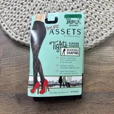 Spanx Assets Black Shaping Tights Diamond Reversible Womens 3  155-180lbs NEW