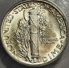 1936-D Mercury Dime LOOKS FULL BANDS GEM BU !!!  Blast White abt unc ANACS AU-58 — photo 3