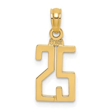 14k Yellow Gold Polished Number 25 Pendant Perfect Gift for Her