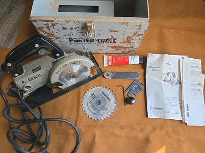 #ad #ad Porter Cable 314 Heavy Duty 4 1 2quot; Trim Circular Saw Metal Case w Blades $275.00