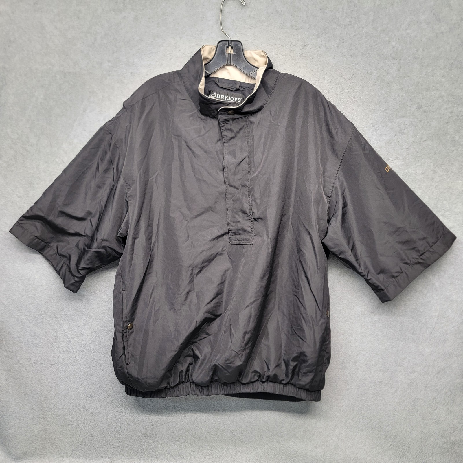 Footjoy Dryjoys Jacket Mens L Black 1/2 Zip Snap Short Sleeve Golf Windbreaker