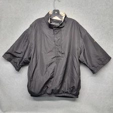 Footjoy Dryjoys Jacket Mens L Black 1/2 Zip Snap Short Sleeve Golf Windbreaker