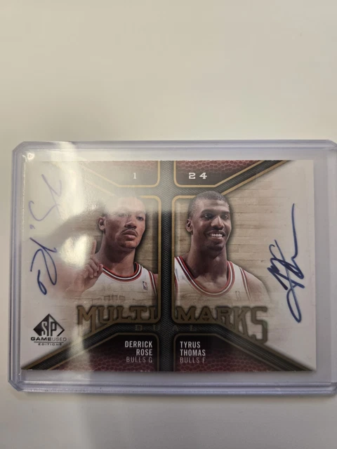 2009-10 SP Game Used Multi Marks Derrick Rose Tyrus Thomas Dual Auto Bulls Sig
