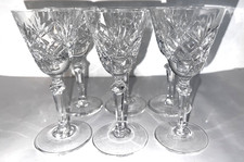 Vintage Crystal  Cut 6  x Sherry Glasses 5.5" High (14cm)