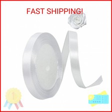 White Ribbon 3/8 inch x 25 Yards,Satin Ribbon Solid Color Fabric Ribbon for Gift