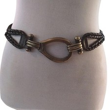 Chic Black and Gold Braided Women's Belt Size L/XL