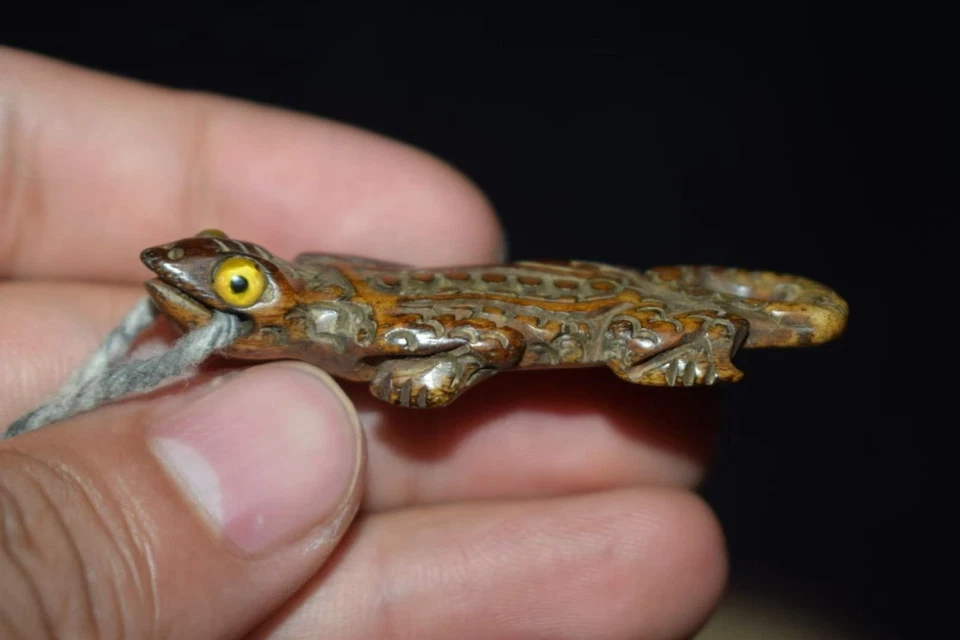 Тибет коллекционировать старый як кости резной фэн-шуй богатство ящерица зверь амулет подвеска - Изображение 2 из 4