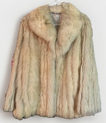 *SAGA FOX Real Blue Fox Fur Luxury Coat Soft Ivory Large VINTAGE