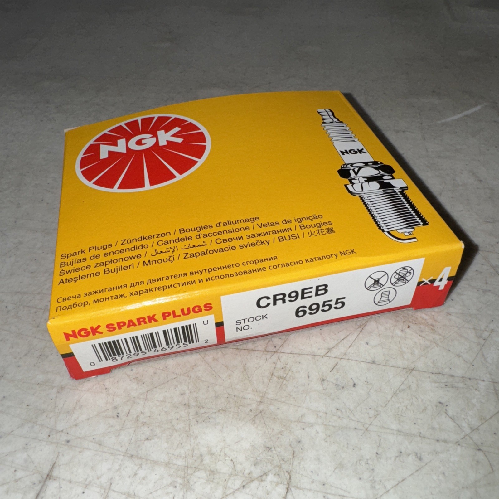 NGK Spark Plug 6955 4-PACK CR9EB 10mm Copper Core Nickel, Flat Seat, HR 9