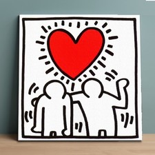 Quadro Dipinto a Mano su Tela Pop Art Keith Haring Quadri Moderni Arredo Design