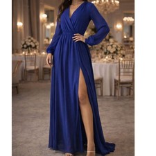 Lulus Wondrous Water Lilies Royal Blue Maxi Dress Small NWT Wedding Guest Formal