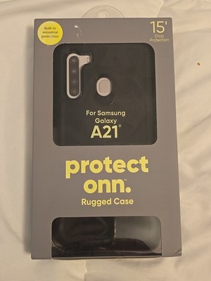 New Protect Onn.  Black Rugged Case For Samsung A21