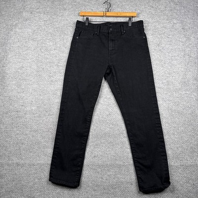 Uniqlo Jeans Mens 32x28 Black Denim Selvedge Slim Straight