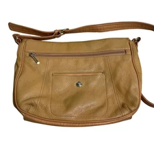 Stone Mountain Womens Brown Leather Purse Satchel Shoulder Bag Top Zip