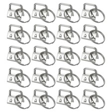 20Pcs 20mm Key Fob Hardware with Keychain Ring for Webbing Silver Tone
