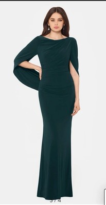 NWT Betsy & Adam Long Jersey Ruched Drape Back Formal Gown sz 14 Forest  Green | eBay