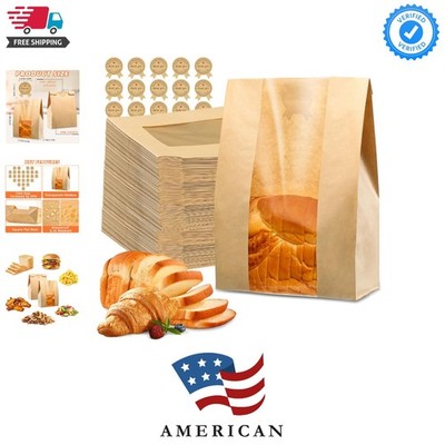 50 Pcs Bread Bags for Homemade Bread, Sourdough Paper With Window, 50% Thicke...