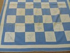 1930s Quilt-Blue/White-Embroidered Flowers/Quilted Sunflowers-66x78-SERENE — photo 2