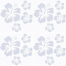 4 Sheets Hibiscus Flower Car Sticker Hawaiian Stickers and Decals Silver