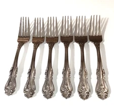 Set Of Six Reed And Barton Stainless Steel Tudor Lily Dinner Forks