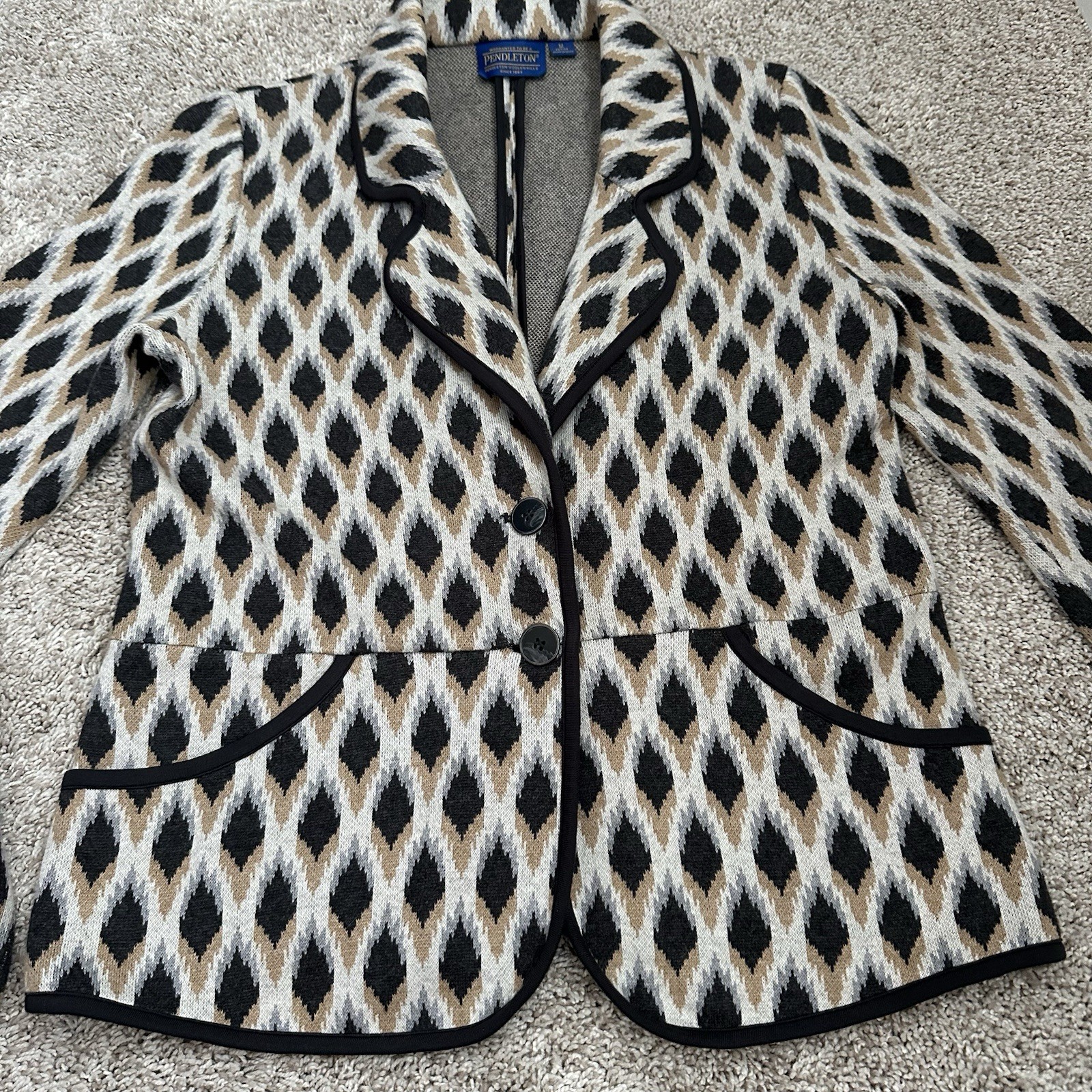Pendleton Petite M Blazer Jacket Geometric Diamon… - image 6