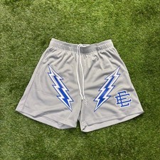 Eric Emanuel EE Basic Shorts Lightning Bolt Grey Blue Auth Mesh NWT Size M  XL