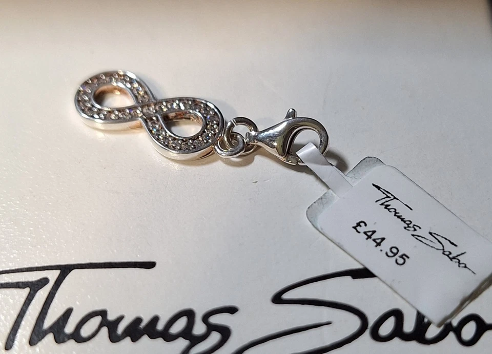 Thomas Sabo Infinity Eternity Spirituality Philosophy CZ Number 8 Silver Charm - Image 3 of 4
