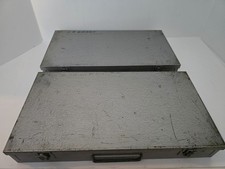 Vintage Brumberger 35mm Slide Gray Storage Box Metal Case 150 Slots Lot of 2