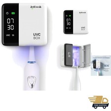UV Toothbrush Sanitizer Holder  Cleaner with LED Clock Display  Hot Air Dry...