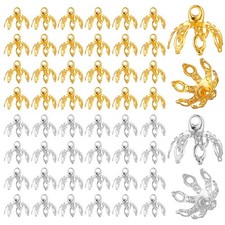 50 Pcs Bead Caps for Jewelry Making Flower Bead End Caps Toppers End Cap Bail...