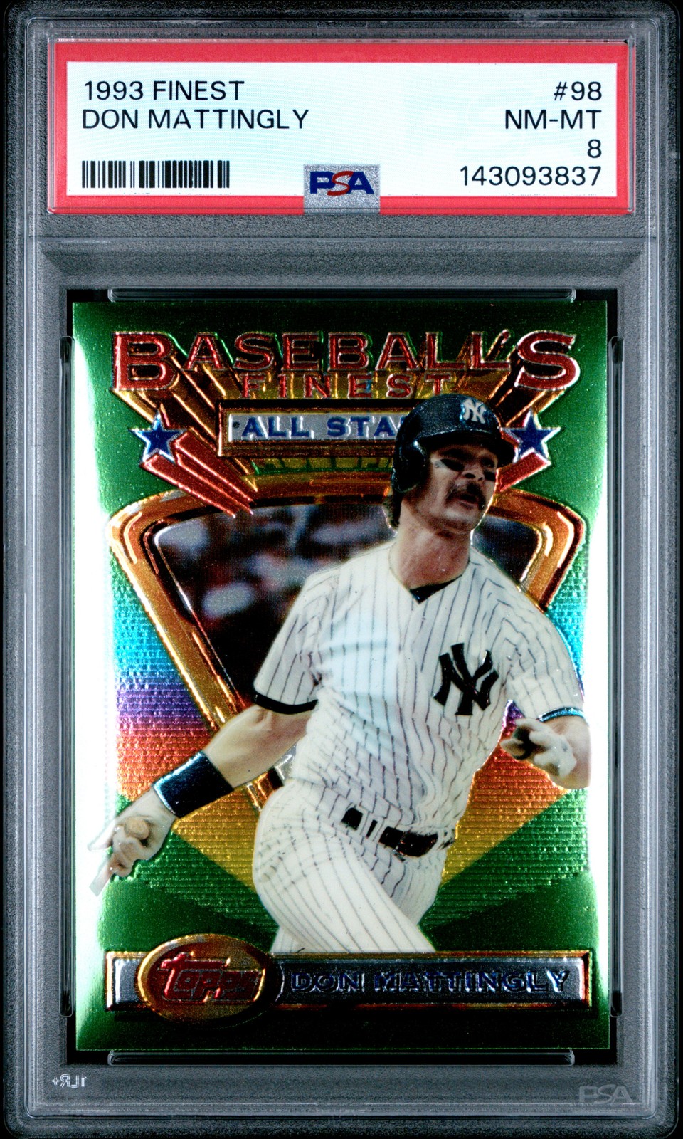 1993 TOPPS FINEST #98 DON MATTINGLY PSA 8