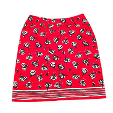 Talbots Side Zip Ladybug Pring Skirt Women Size 8 Cotton Blend Stretch Art