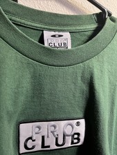 Pro Club Men s Green Long Sleeve Crew Neck T-Shirt w/ Logo Accent Size M