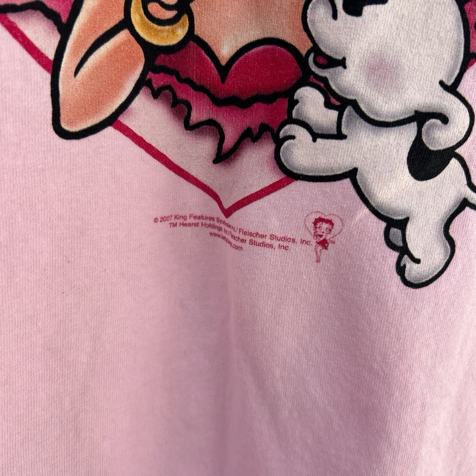 Camiseta vintage 2007 Betty Boop rosa gráfica algodón mediano Foto 3 de 4