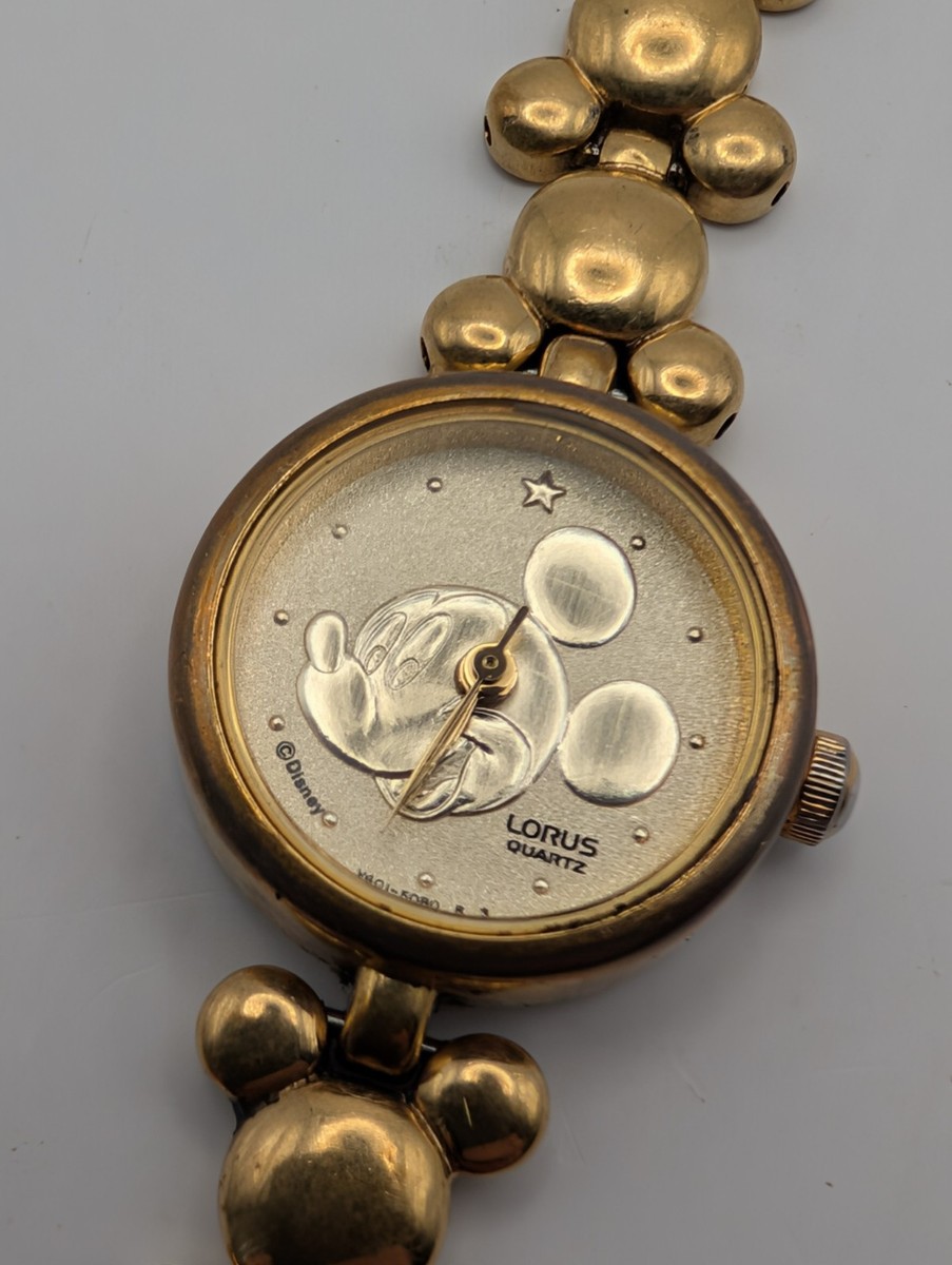 Vintage Lorus Disney Mickey Mouse Watch V401-1720 Gold Tone  display picture 1