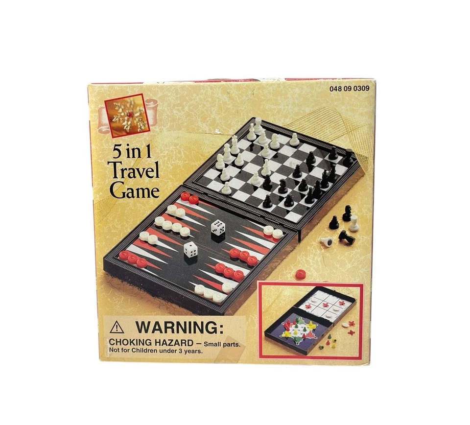 Vintage Mini Travel Game Chinese Checkers Tic Tac Toe Chess Backgammon Magnetic - Image 2 of 4