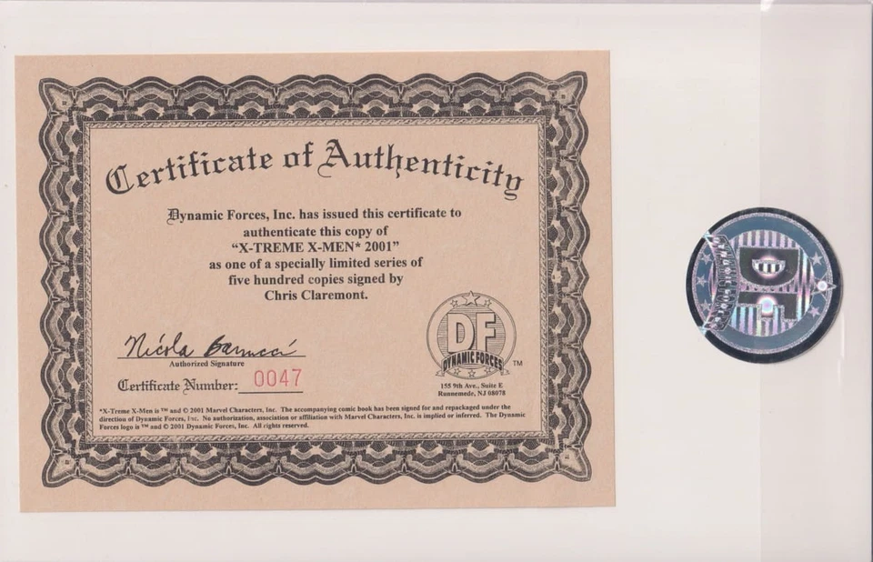 X-TREME X-MEN ANNUAL 2001 DYNAMIC FORCES SIGNED CHRIS CLAREMONT DF COA MARVEL - Image 2 of 2