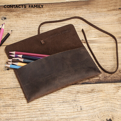 Vintage Leder Stifteetui Handgefertigt Roll-Up Organizer für Schreibwaren