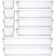 10 PCS Clear Plastic Drawer Organizer Vanity Organizer Trays Storage Containers