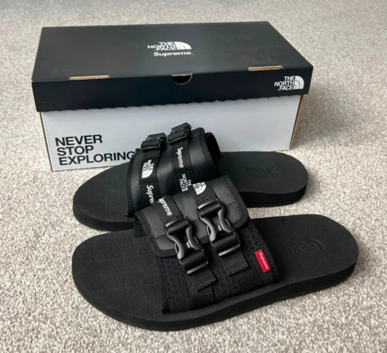 SS22 Supreme The North Face Trekking Sandalia Desliza Negro Talla UK 8 Eu 9 41.5