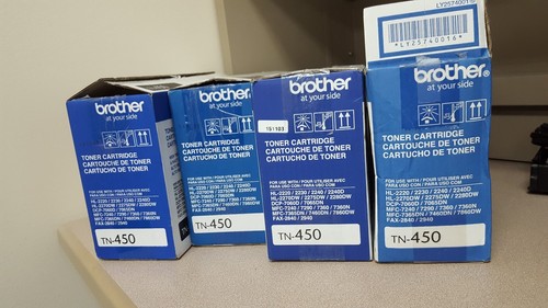 One sealed Genuine Brother TN-450 BLACK + 3 used Open cartridges LOT, "AS IS" - Picture 6 of 6