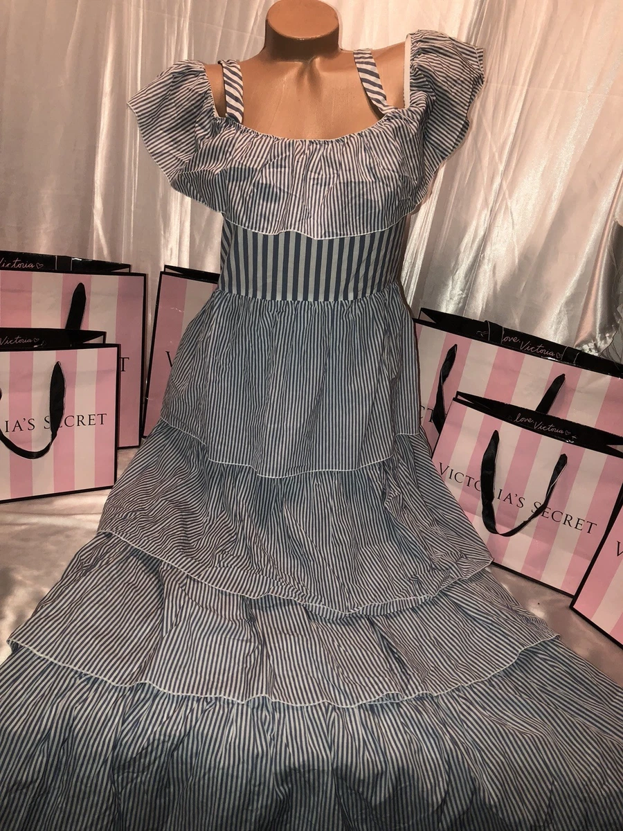 Victorias Secret Maxi Dress Ruffled Stripe Medium