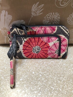 Vera Bradley Pink and Gray Floral Petal Pattern RETIRED Wristlet Vera Bradley Pink and Gray Floral Petal Pattern RETIRED Wristlet