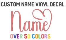 Custom Name Heart Script Vinyl Decal Sticker Tumbler Window Laptop Glass Gift