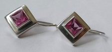 Ohrringe 2 rosafarbene Steine 925 Silber Vintage 80er earrings silver